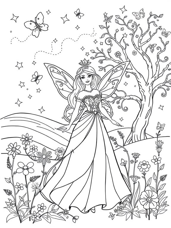 barbie themed fairyland coloring page