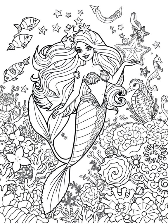 barbie underwater coloring page