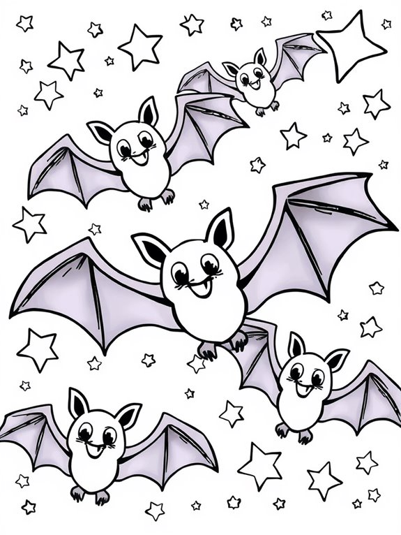 bats and stars coloring fun