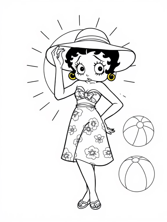 betty boop summer coloring page