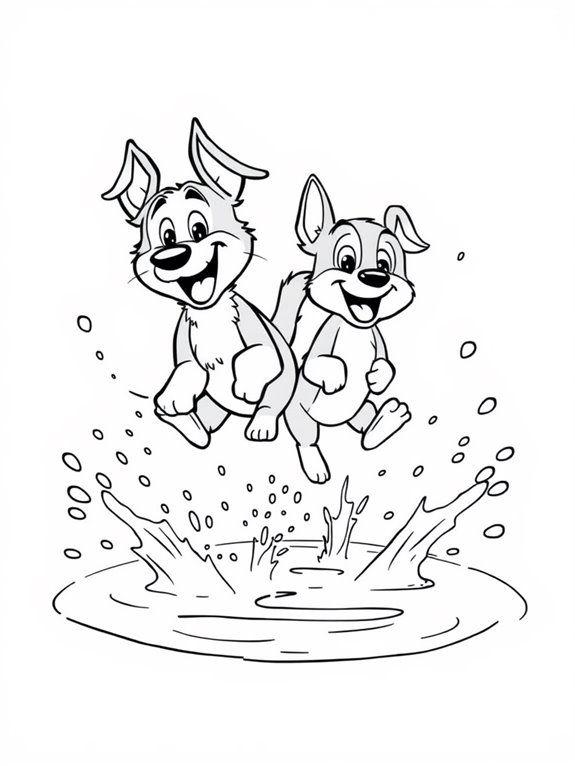 bluey and bingo puddle fun