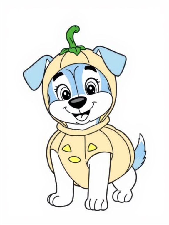 bluey dressed as pumpkin