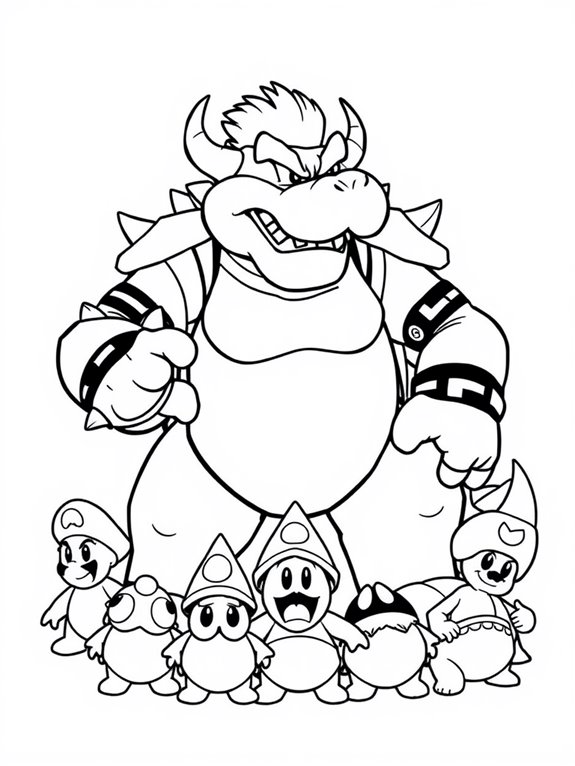 bowser and minions coloring page