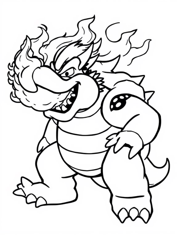 bowser breathing fire illustration