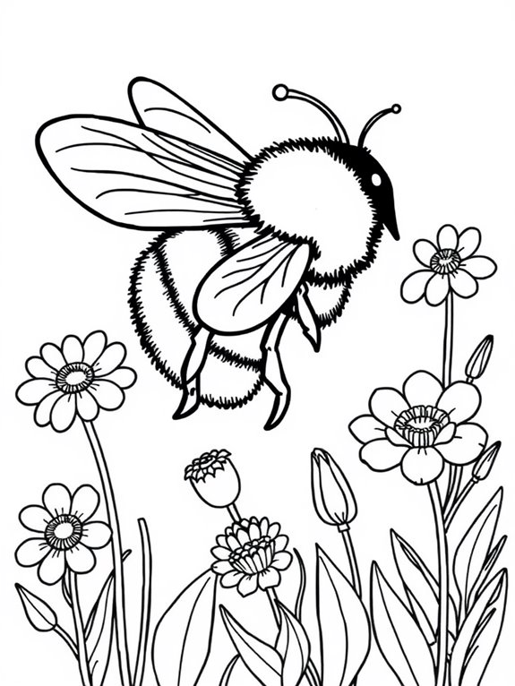 bumblebee in garden illustration