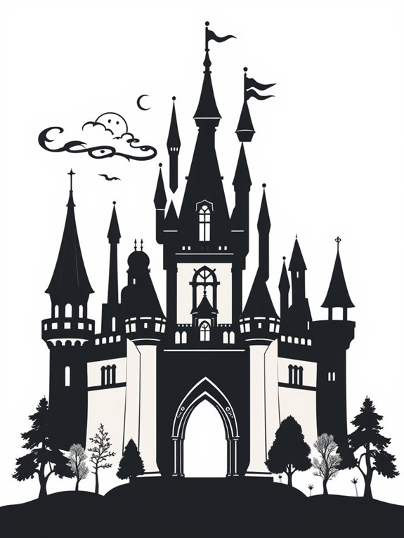 castle silhouette coloring page