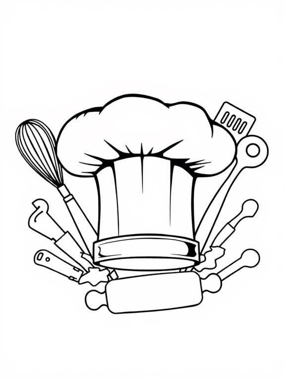 chef hat and utensils