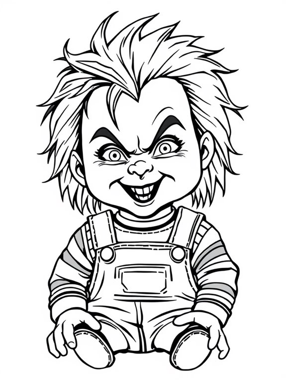 chucky coloring page smile
