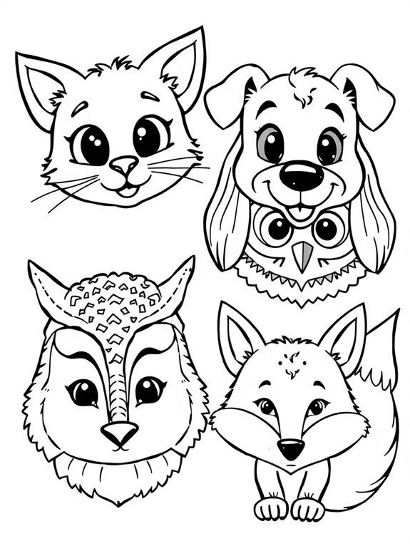 colorful animal faces illustration