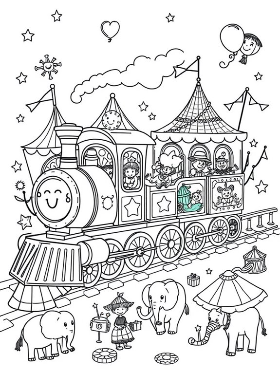 colorful circus train illustration