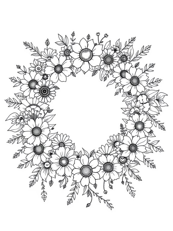 colorful flower wreath design