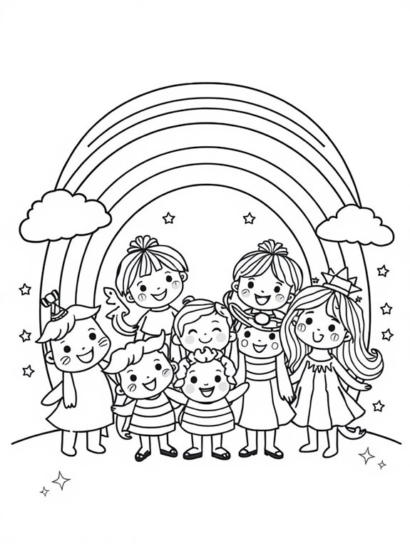 colorful friends coloring page