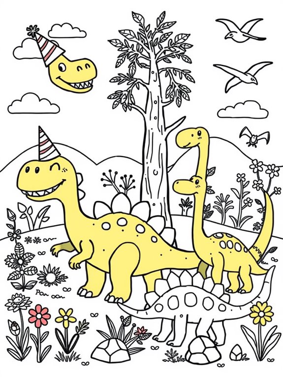 colorful fun dinosaur art