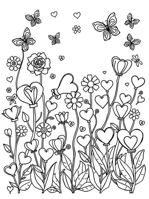 colorful heart shaped garden