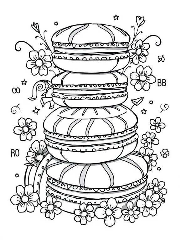 colorful macaron coloring page
