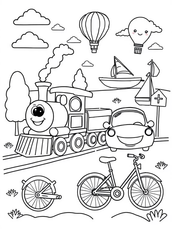 colorful transportation vehicles page