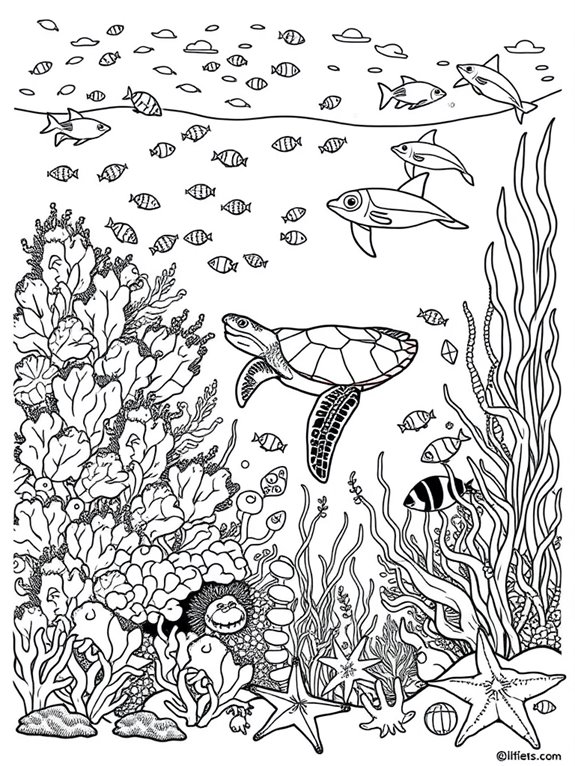 colorful underwater scene activity