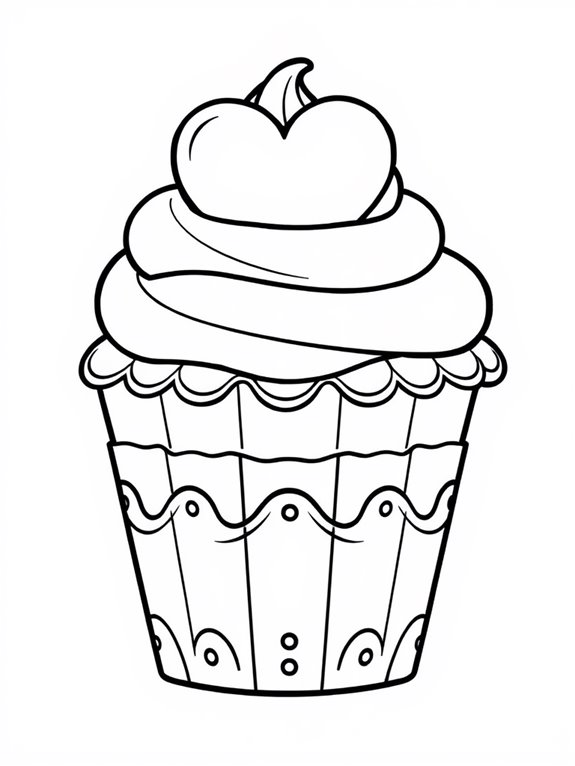 coloring page cupcake heart