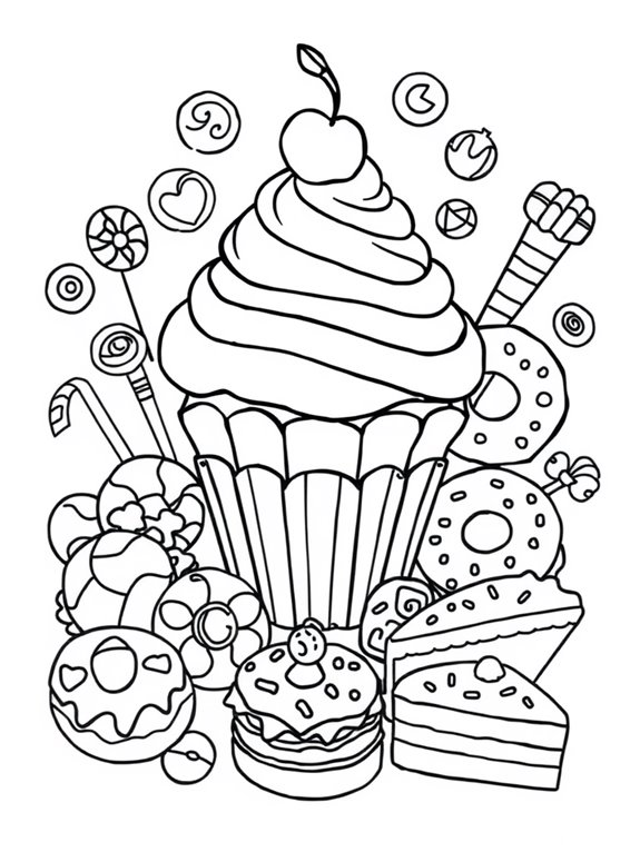 coloring page for desserts