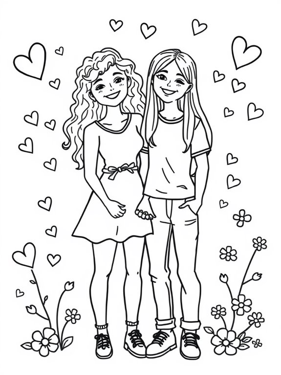 coloring page for friends