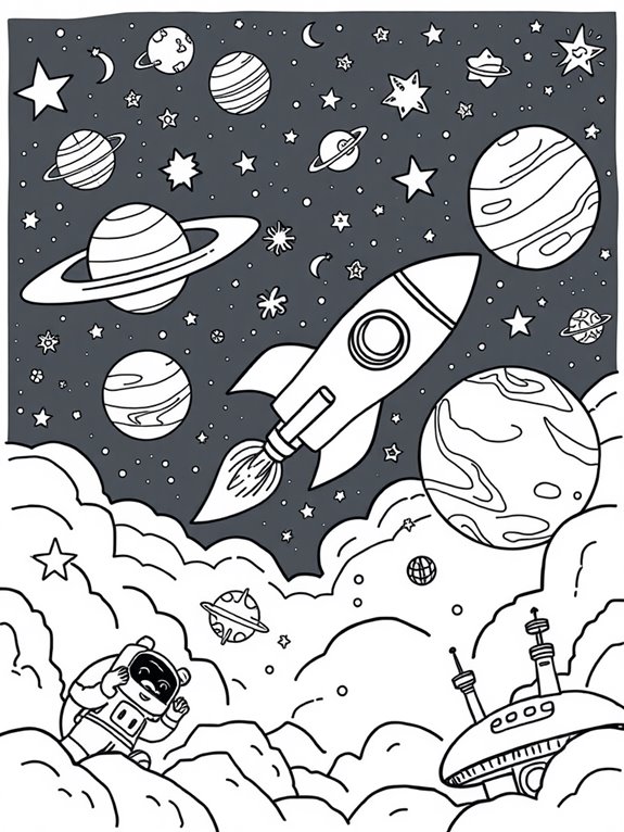 coloring page for space