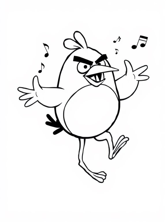 coloring page of dancing bird