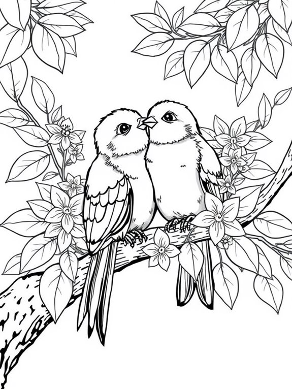 coloring page of lovebirds