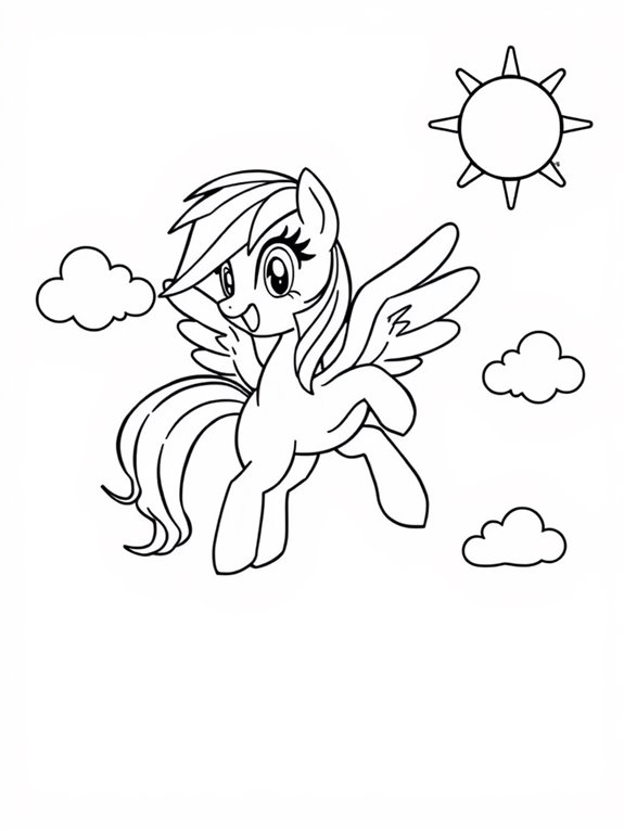 coloring page of rainbow dash