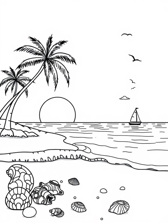 coloring page of sunset