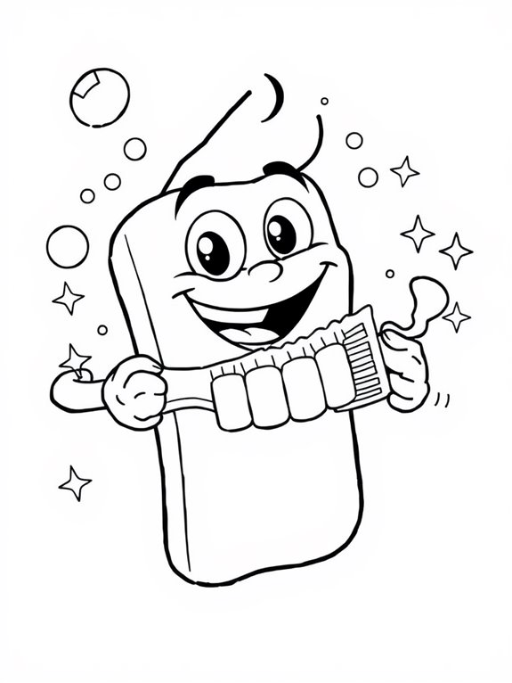 coloring page of toothbrush