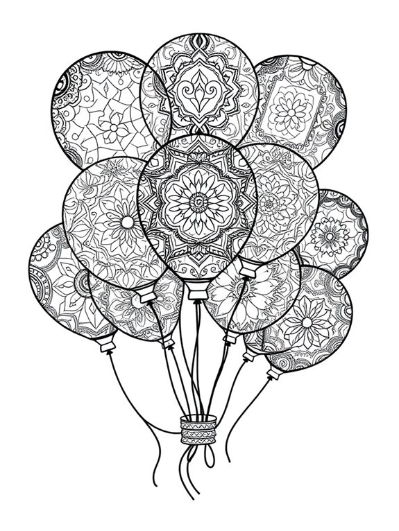 coloring page with mandalas