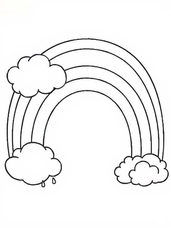 coloring page with rainbows