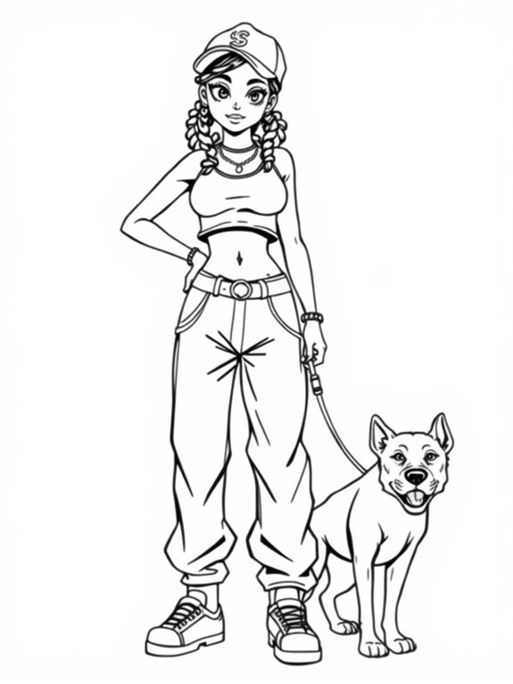 cool girl with dog