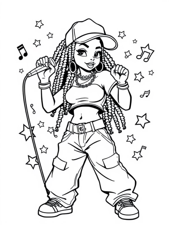 cool rapper girl coloring