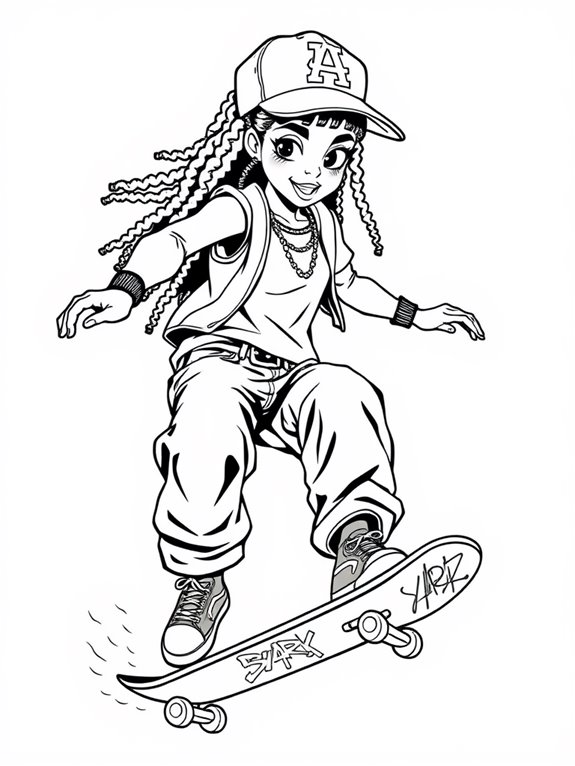 cool skateboard gangsta girl