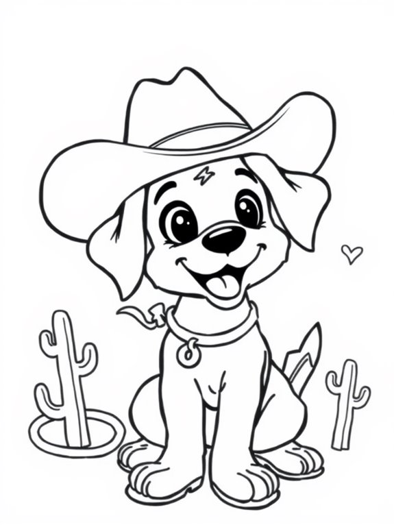 cowboy puppy coloring page