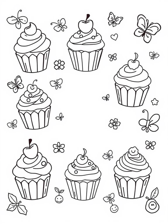 cupcake themed coloring page fun