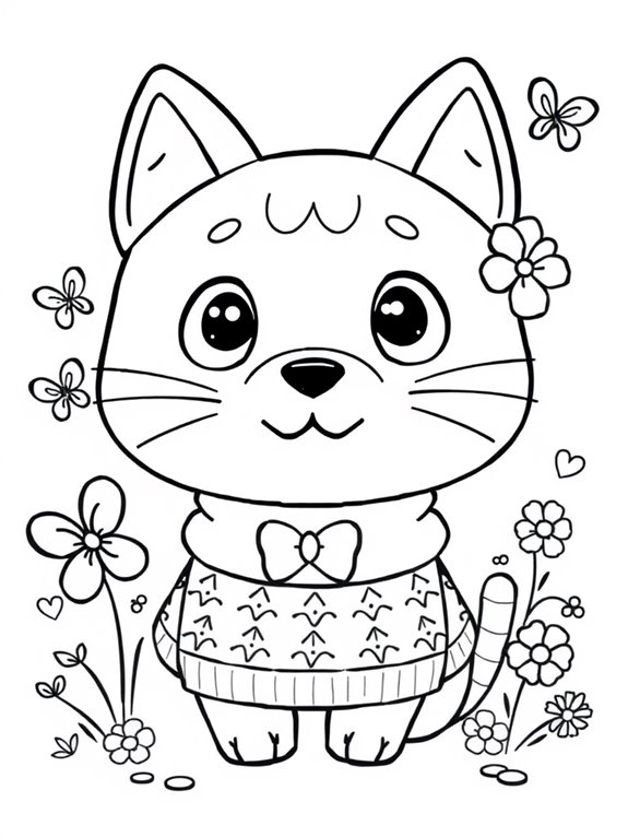 cute cat coloring page