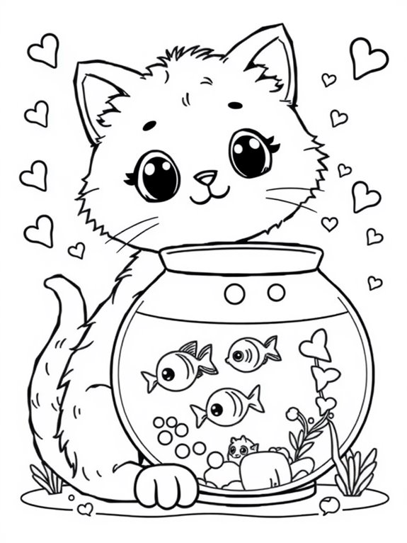 cute cat with fish