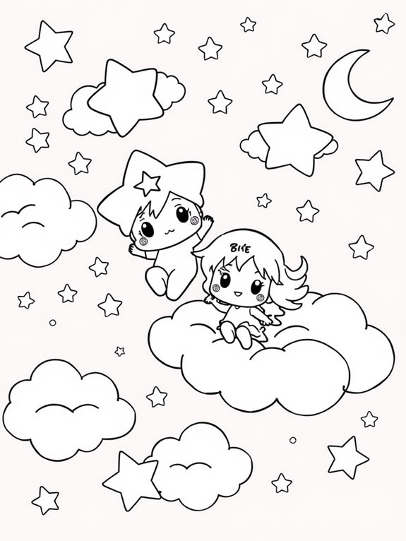 cute celestial characters coloring