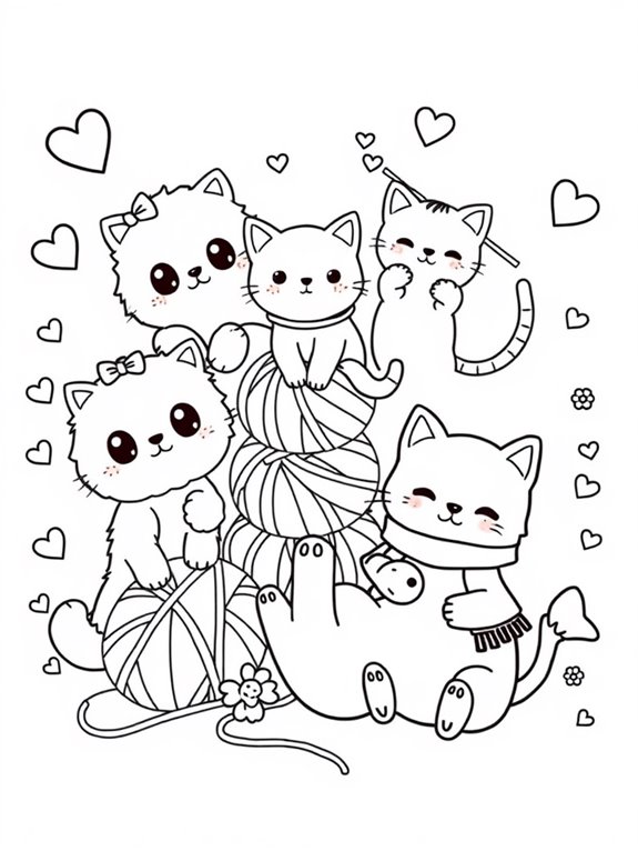 cute feline family illustration