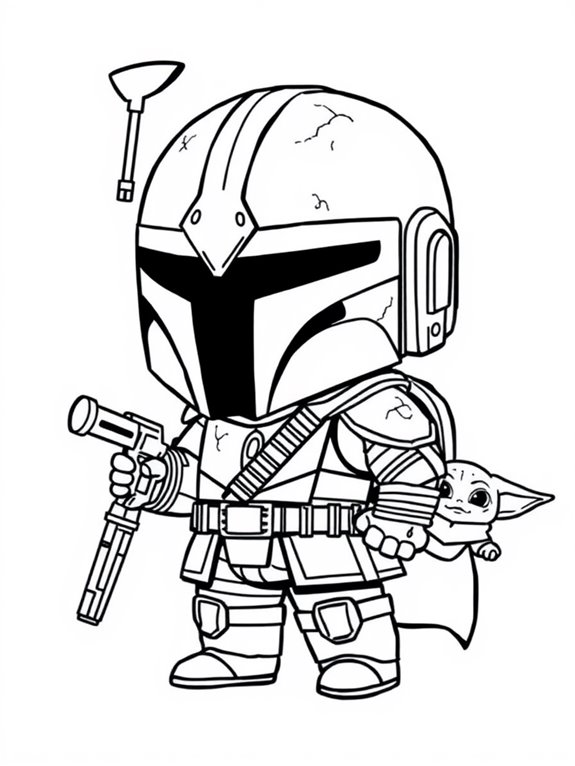 cute mandalorian coloring page