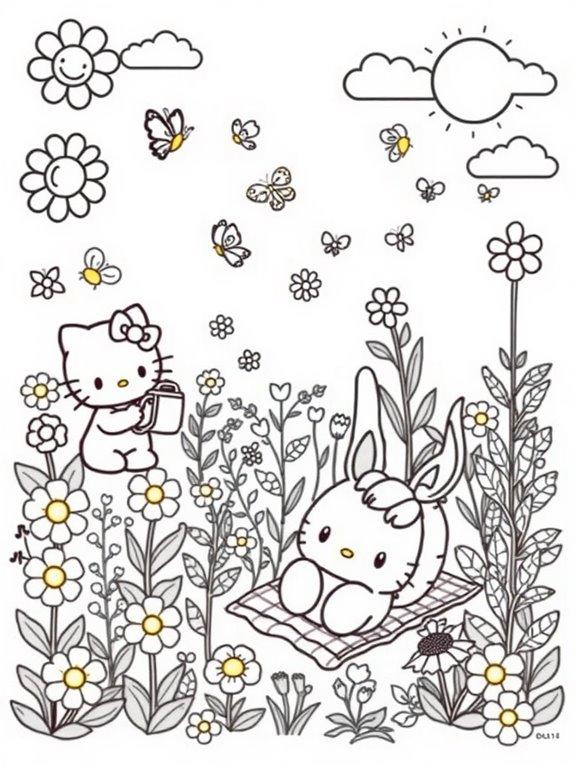 cute sanrio garden coloring