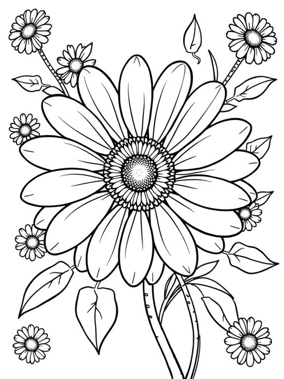 daisy themed coloring page