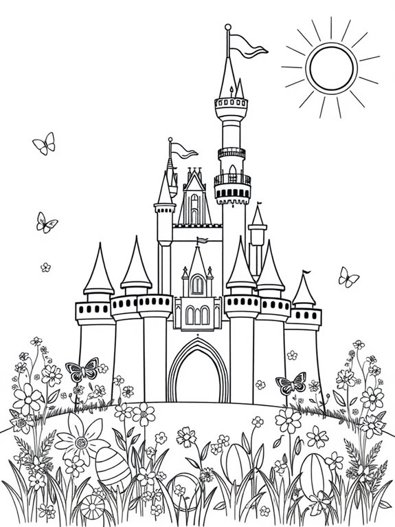 disney castle spring coloring