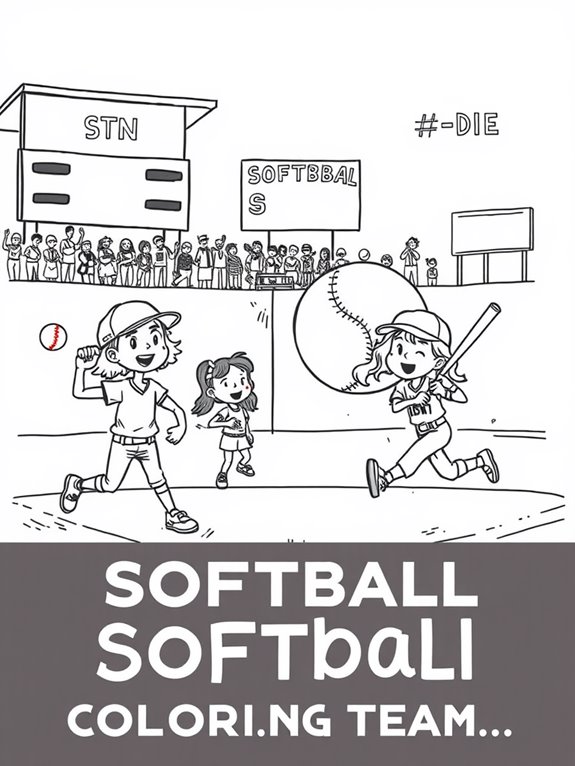doodle softball team coloring page