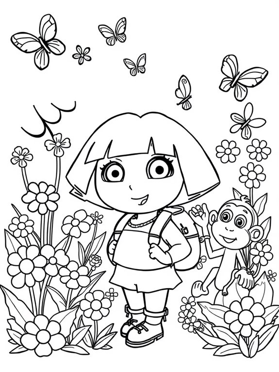 dora s vibrant garden scene