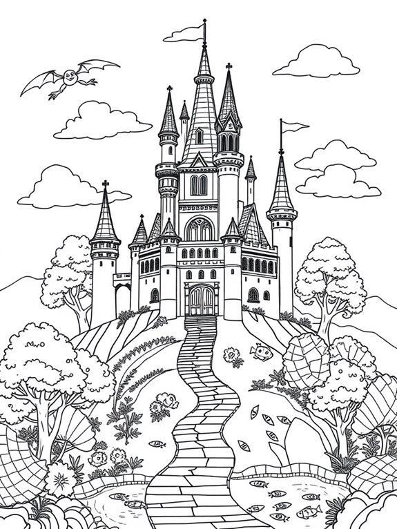 enchanting castle coloring page