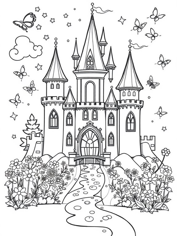 enchanting castle coloring page
