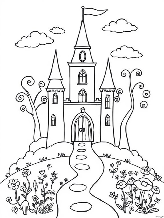 fairy castle coloring page